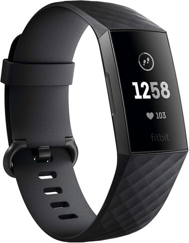 Fitbit Charge 3 Fitness Activity Tracker, Graphite/Black, One Size (S & L Bands Included) (Renewed) in Kuwait