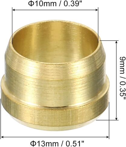PATIKIL 10mm Tube OD Brass Compression Sleeves Ferrules 10 Pack Brass Compression Fitting Assortment Kit in Kuwait