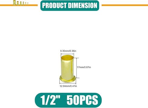 50 قطعة 1/2 "أنبوب OD إدراج ضغط النحاس ، إدراج أنبوب دعم ضغط كم الطويق المناسب للاتصال خط الهواء المياه النفط in Kuwait