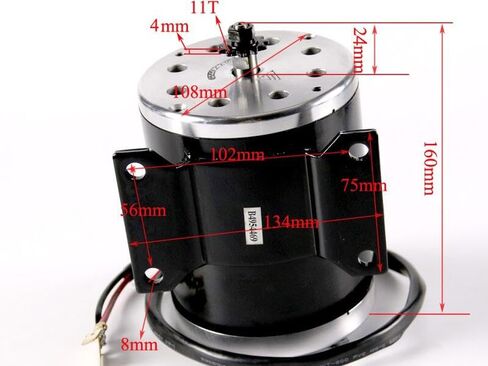 MY1020 36V 800W Brushed DC Motor with Base Mount 2750RPM High Speed Power Unit for Electric Scooter Go Kart ATV Quad Bike 11T 25H Sprocket in Kuwait
