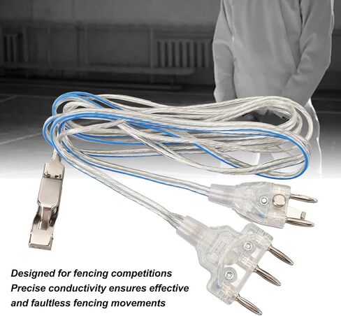 Agatige Fencing Body Wire, Fencing Saber Foil Epee Body Cord Stainless Steel Plastic Transparent Head Wire Training Equipment for Competitions in Kuwait