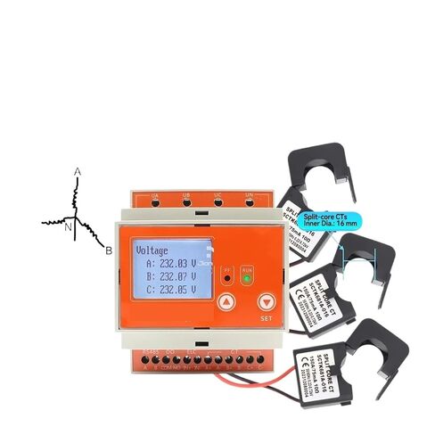 Power Quality Analyzer, RS485 Bidirectional Measurement 150A AC Smart Energy Meter 3 Phase 4 Wire KWh Power Monitor Clamp Current Transformer in Kuwait