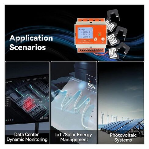 Power Quality Analyzer, RS485 Bidirectional Measurement 150A AC Smart Energy Meter 3 Phase 4 Wire KWh Power Monitor Clamp Current Transformer in Kuwait