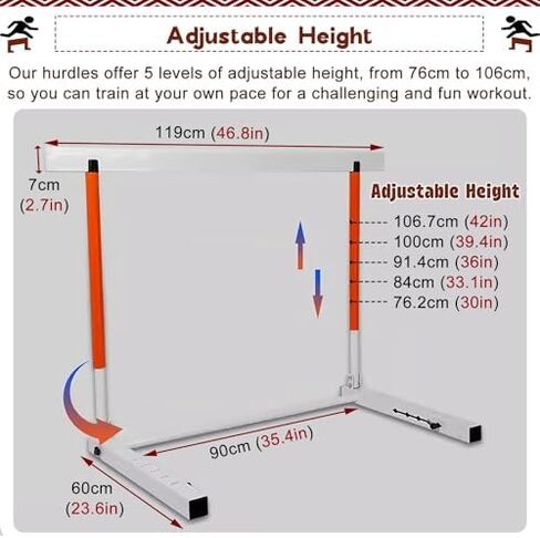 Height Adjustable Hurdles, 30in - 42in Adjustable Height Hurdles for Track and Field, Agility Training Equipment Hurdles for Speed Strength and Resistance Training, Red in Kuwait