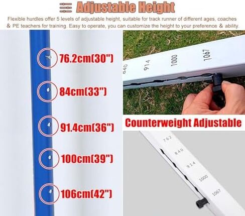 Height Adjustable Hurdles, 30"-42" Adjustable Hurdles Training Equipment, Standard Portable Hurdles Track and Field, Speed and Agility Training Hurdles Detachable, A in Kuwait