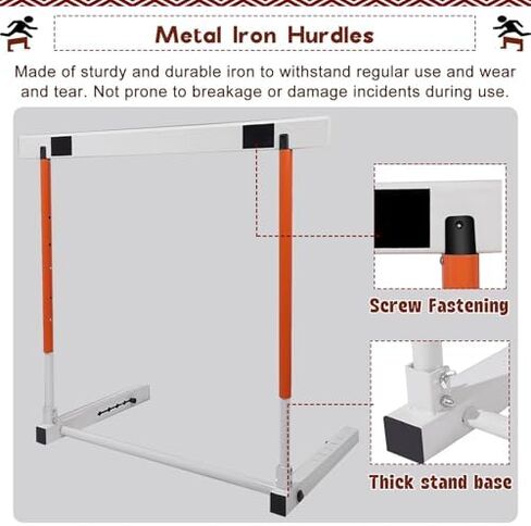 Height Adjustable Hurdles, 30in - 42in Adjustable Height Hurdles for Track and Field, Agility Training Equipment Hurdles for Speed Strength and Resistance Training, Red in Kuwait