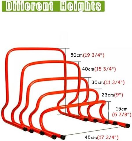 Height Adjustable Hurdles, 5 Pack Dog Training Hurdles, 6in/ 9in/ 12in/ 20in Different Height Sports Hurdle for Track & Field, Football, Mini Agility Athletic Trainer, 50cm(20") in Kuwait
