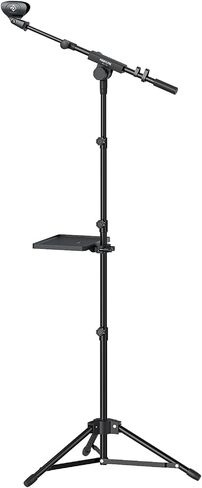 PHENYX PRO Microphone Stand with 22x16cm Large Tray, Adjustable Stand Height, Dual Mic Clips & Carrying Bag, Ideal for Live Streaming, Recording, and Speeches （MA-S1） in Kuwait