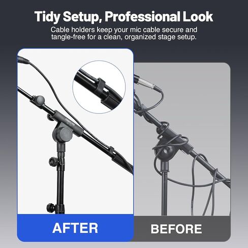 PHENYX PRO Microphone Stand with 22x16cm Large Tray, Adjustable Stand Height, Dual Mic Clips & Carrying Bag, Ideal for Live Streaming, Recording, and Speeches （MA-S1） in Kuwait
