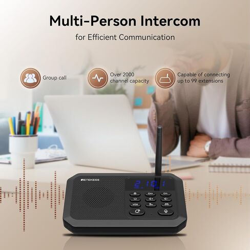 Retekess TH201 Wireless Intercom System, Room to Room Intercom, 1 Mile Working Distance, Plug and Play, Intercom Communication System for Business in Kuwait