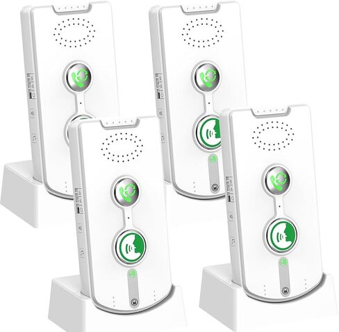 2 Way Intercom for Home Upgraded, Portable Wireless Intercom System for House with 5 Level Volume and Ringtones Adjustment Rechargeable for Hospital Hotel Office Business 4 Pack(White) in Kuwait