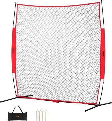 VEVOR 7X7ft/12X9ft/16X10ft/20x10ft Barricade Backstop Net, Ball Sports Barrier Netting, Portable Practice Net for Baseball Softball Lacrosse Hockey Basketball Equipment Training Net in Kuwait