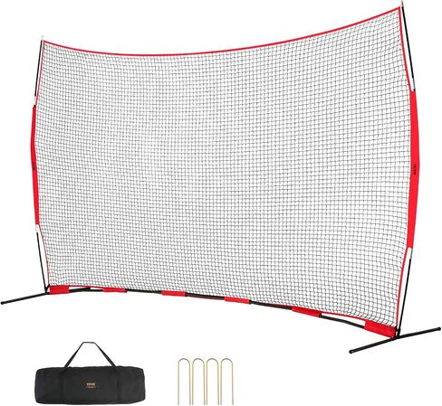 VEVOR 7X7ft/12X9ft/16X10ft/20x10ft Barricade Backstop Net, Ball Sports Barrier Netting, Portable Practice Net for Baseball Softball Lacrosse Hockey Basketball Equipment Training Net in Kuwait