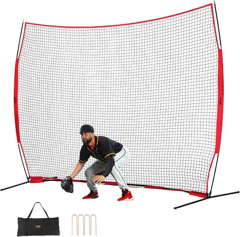 VEVOR 7X7ft/12X9ft/16X10ft/20x10ft Barricade Backstop Net, Ball Sports Barrier Netting, Portable Practice Net for Baseball Softball Lacrosse Hockey Basketball Equipment Training Net in Kuwait