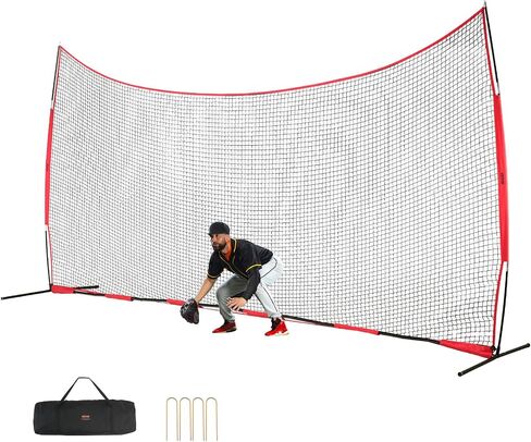 VEVOR 7X7ft/12X9ft/16X10ft/20x10ft Barricade Backstop Net, Ball Sports Barrier Netting, Portable Practice Net for Baseball Softball Lacrosse Hockey Basketball Equipment Training Net in Kuwait