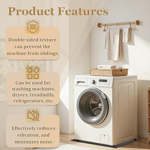 Washer Dryer Anti-Vibration Mat, 62.9''*29.5'' PVC Foldable Large Vibration Pads for Washing Machine Waterproof Absorber for Anti Slip Noise Reduction Floor Protection in Kuwait