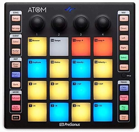 حزمة توفير الصوت: وحدة تحكم PRESONUS ATOM ذات 16 لوحة USB MIDI RGB DJ + حزمة برامج تسجيل Studio One مع سماعات Rockville PRO-M50 Studio مع كابل ملف قابل للفصل (عنصران) in Saudi Arabia