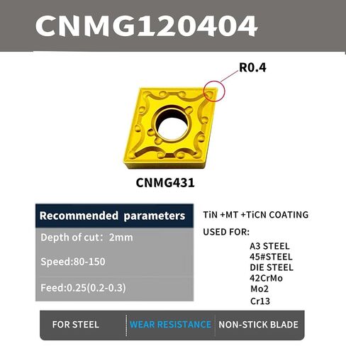 GBJ Lengthened 3/4in Shank Indexable Metal Lathe Turning Tool Holder with 10pcs CNMG431 Boring bar Inserts Carbide Turning Inserts for Steel (S12-MCLNR4+CNMG120404) in Kuwait