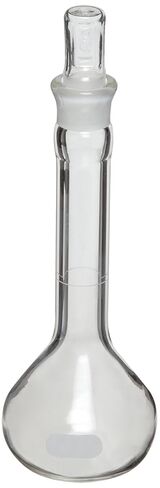 Corning Pyrex 5635-25 Borosilicate Glass 25mL +/- 0.03mL Flat Bottom EZ Access Wide Mouth Class A Heavy Duty Volumetric Flask, with Glass Standard Taper Stopper (Pack of 6) in Kuwait