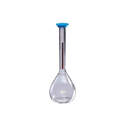 Corning Pyrex 5600-250 Borosilicate Glass 250mL +/- 0.1mL Flat Bottom Class A Lifetime Red Volumetric Flask, with Polyethylene Snap-Cap (Pack of 6) in Kuwait
