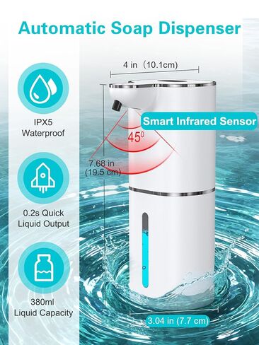 Bomivoi 2 Pack Automatic Liquid Soap Dispenser, Rechargeable Touchless Soap Dispenser, Digital Display, 6-Level Adjustable, 380mL Wall Mount Countertop Hand Soap Dispenser for Bathroom Kitchen Sink in Kuwait