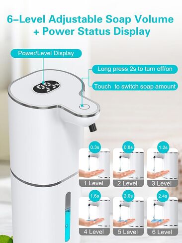 Bomivoi 2 Pack Automatic Liquid Soap Dispenser, Rechargeable Touchless Soap Dispenser, Digital Display, 6-Level Adjustable, 380mL Wall Mount Countertop Hand Soap Dispenser for Bathroom Kitchen Sink in Kuwait
