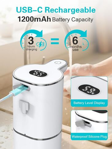 Bomivoi 2 Pack Automatic Liquid Soap Dispenser, Rechargeable Touchless Soap Dispenser, Digital Display, 6-Level Adjustable, 380mL Wall Mount Countertop Hand Soap Dispenser for Bathroom Kitchen Sink in Kuwait