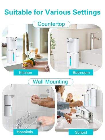 Bomivoi 2 Pack Automatic Liquid Soap Dispenser, Rechargeable Touchless Soap Dispenser, Digital Display, 6-Level Adjustable, 380mL Wall Mount Countertop Hand Soap Dispenser for Bathroom Kitchen Sink in Kuwait