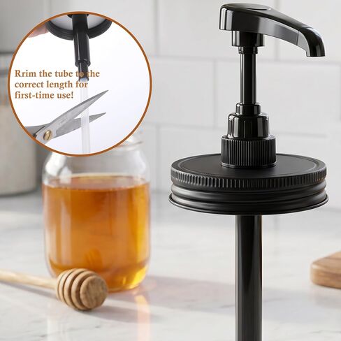 Syrup Sauce Honey Dispenser Pump Lid for Wide Mouth Mason Jar Coffee Syrup Pump Lid Stainless Steel Bpa-Free Food Grade Airtight & Leak-Proof- 2pc in Kuwait