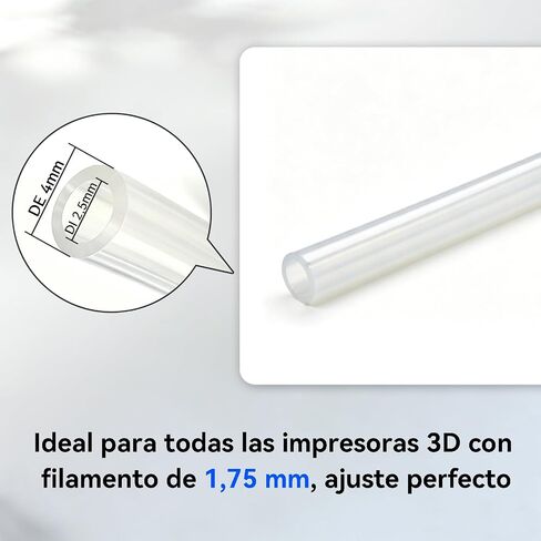JUYI PTFE Tube Kit, 2.5mm ID×4mm OD, 10M/32.8ft, Compatible with Bambu Lab AMS X1/P1P/A1, CREALITY K2 Plus, FLASHFORGE, Prusa MMU3 3D Printers, For 1.75mm Filament, Transparent White in Kuwait