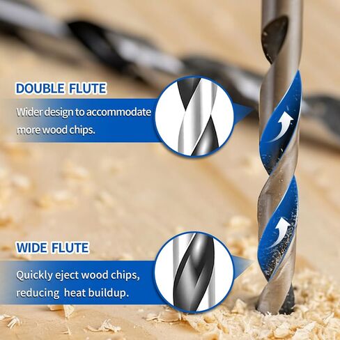 7 Pcs Long Wood Drill Bit Set, Extended Center Position Wood Drill Bit Set, 12-inch (300 mm), Suitable for Various Woods Including Hardwood, Plywood, and Plastics (Metric 4/5/6/7/8/10/12 mm) in Kuwait