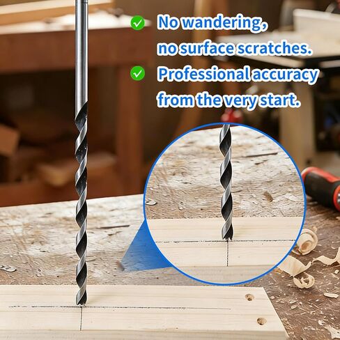 7 Pcs Long Wood Drill Bit Set, Extended Center Position Wood Drill Bit Set, 12-inch (300 mm), Suitable for Various Woods Including Hardwood, Plywood, and Plastics (Metric 4/5/6/7/8/10/12 mm) in Kuwait