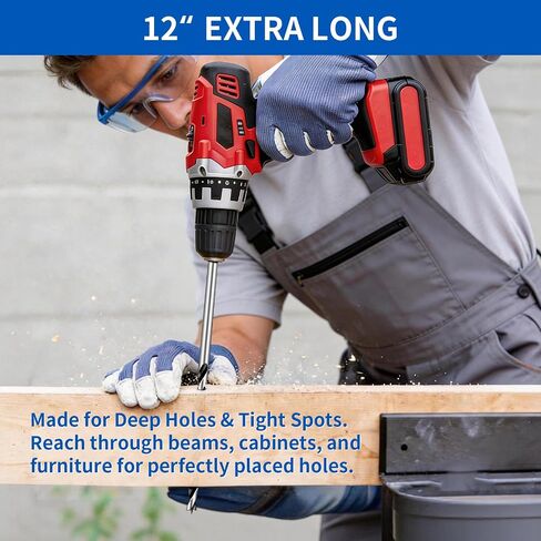 7 Pcs Long Wood Drill Bit Set, Extended Center Position Wood Drill Bit Set, 12-inch (300 mm), Suitable for Various Woods Including Hardwood, Plywood, and Plastics (Metric 4/5/6/7/8/10/12 mm) in Kuwait