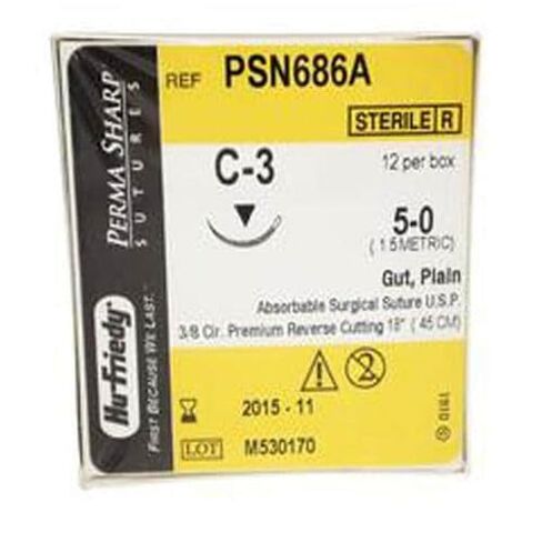 Hu-Friedy PSN686A خيوط عادية قابلة للامتصاص 18 بوصة C-3 3/8 دائرة 5-0 12/عبوة in Kuwait