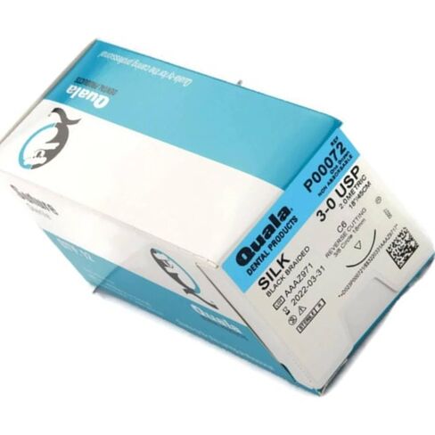 Quala P00072 Silk Black Braided Sutures C-6 3/0 18 12/Bx in Kuwait