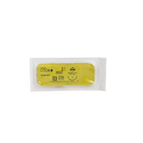 Look X594B Plain Gut Absorbable Sutures 3-0 18 C31 1/2 Circle Reverse Cutting 24mm 12/Pk in Kuwait