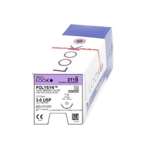 نظرة 311B 3/0 PolySyn البنفسجي خيوط مضفرة 27 70 سم T14 20 مم 1/2 دائرة 12 / Bx in Kuwait