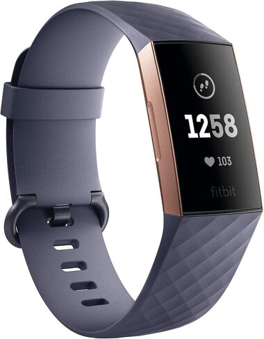 Fitbit Charge 3 Fitness Activity Tracker, Rose Gold/Blue Grey, One Size (S & L Bands Included) (Renewed) in Kuwait