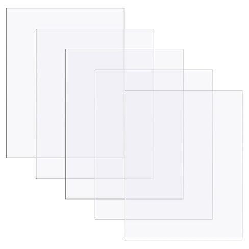 Zonon 5 Pcs Clear Polycarbonate Sheets 12 x 12 x 0.02 Inch Thin Plastic Sheet Resistant Plastic Panel Polycarbonate Board with Protective Paper for DIY Document Picture Frames Easy to Cut Bend Mold in Kuwait