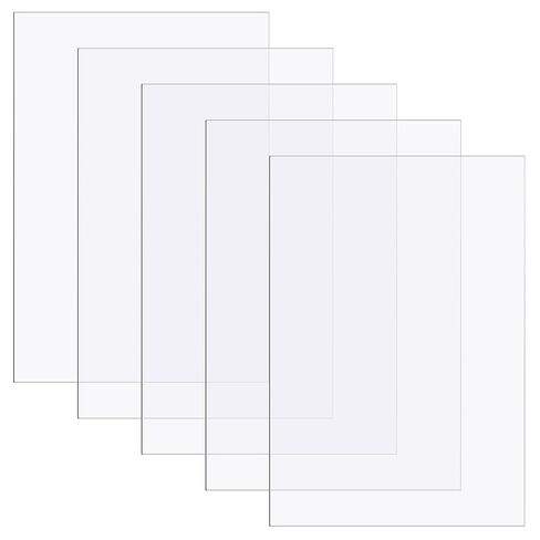 Zonon 5 Pcs Clear Polycarbonate Sheets 12 x 12 x 0.02 Inch Thin Plastic Sheet Resistant Plastic Panel Polycarbonate Board with Protective Paper for DIY Document Picture Frames Easy to Cut Bend Mold in Kuwait