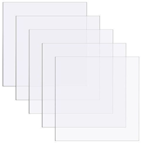 Zonon 5 Pcs Clear Polycarbonate Sheets 12 x 12 x 0.02 Inch Thin Plastic Sheet Resistant Plastic Panel Polycarbonate Board with Protective Paper for DIY Document Picture Frames Easy to Cut Bend Mold in Kuwait