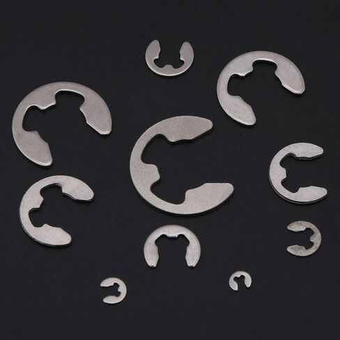 200pcs Stainless Steel E-Clip E-Ring Retaining Ring Assortment M1.5-M10 with Plastic Box in Kuwait