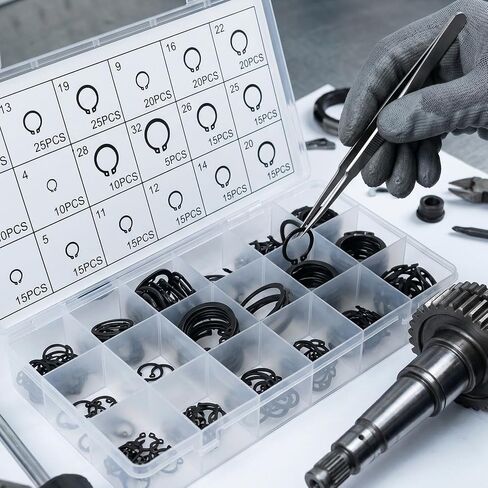 300Pcs/Box Assortment Kit Set 3-32mm Black 18 Sizes Steel Retaining Clip Snap Ring C Type External Circlip for Bearing Shaft in Kuwait