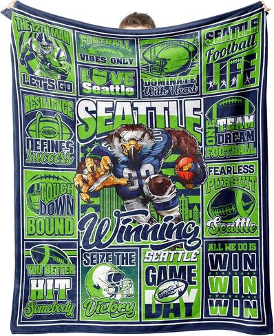 Cozy Flannel Throw Blanket 60x50 Inch Football Pattern, Single Layer Lightweight Soft Blanket, Ideal for Couch Bed Sofa, Nice Gift for Sports Enthusiasts in Kuwait