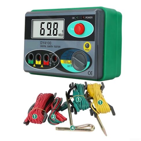 DY4100 Digital Earth Ground Resistance Tester 0-2000Ω 30V AC Ohm Meter Fast 5s resistance & 2s voltage measurement,3 test ranges,widely used in power railway petroleum communication industries(B) in Saudi Arabia