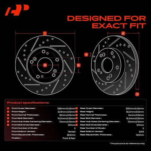 A-Premium Front and Rear Drilled and Slotted Disc Brake Rotors + Ceramic Pads Kit Compatible with Select Jeep Models - Grand Cherokee 2005-2010, Commander 2006-2010, 12-PC Set in Kuwait
