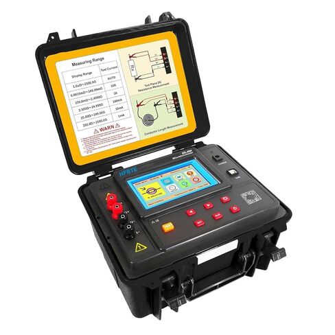 DC Resistance Tester Microhmmeter 10A 1.0uΩ ~ 2500kΩ with 1000 Data | Storage Automatic/Manual Test Mode Output Voltage 4.2V MAX USB Communication Interface Specimen Material Selection Function in Kuwait