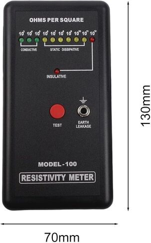 Digital for surface Resistivity Tester, for ESD Anti Static Resistance Meter with Grounding Wire, Portable ABS Measuring Device for Engineering Quality in Kuwait