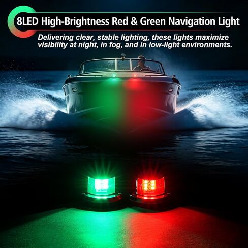 2 قطعة أضواء الملاحة LED للقوارب البحرية، أضواء إشارة الإبحار بمنفذ أحمر وأخضر، IP67 مقاومة للماء 12 فولت LED أضواء القارب للعائم، اليخوت، المراكب الشراعية، القوارب السريعة، قوارب الصيد in Kuwait