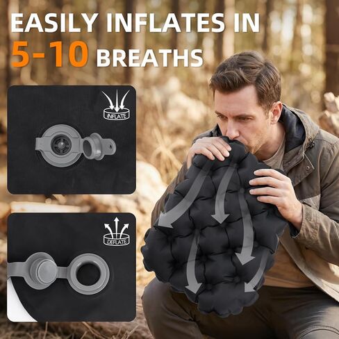 Inflatable Seat Cushion, Portable Airplane Seat Cushion for Long Flights Lightweight & Compact Bleacher Chairs Cushion Sit Pad for Air Travel Stadium Seat Outdoor Camping Backpacking Hiking in Kuwait